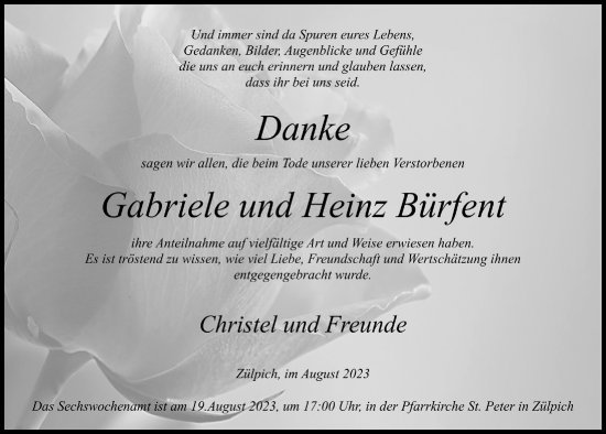 Anzeige von Gabriele Bürfent von  Blickpunkt Euskirchen 