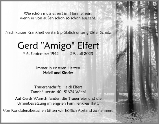 Anzeige von Gerd  Eifert von Kölner Stadt-Anzeiger / Kölnische Rundschau / Express