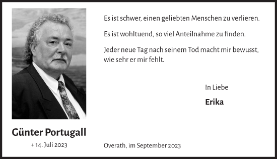 Anzeige von Günter Portugall von  Bergisches Handelsblatt 