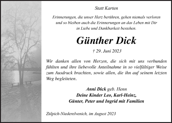 Anzeige von Günther Dick von  Blickpunkt Euskirchen 