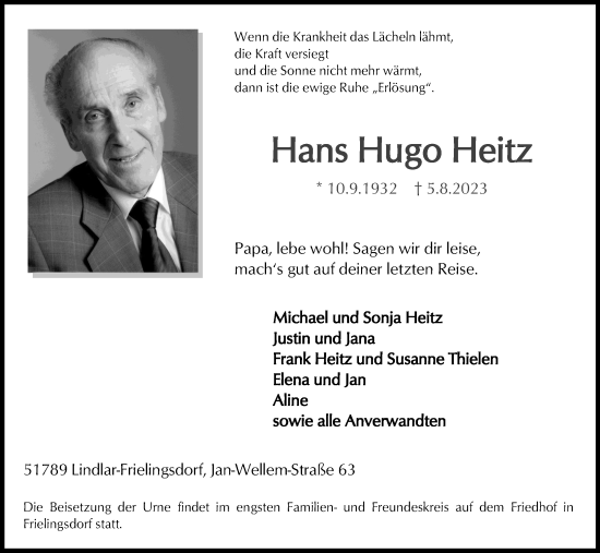 Anzeige von Hans Hugo Heitz von Kölner Stadt-Anzeiger / Kölnische Rundschau / Express