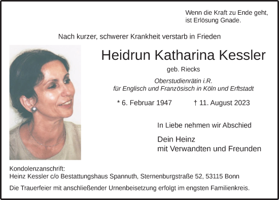 Anzeige von Heidrun Katharina Kessler von  Werbepost 