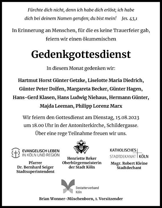 Anzeige von Im Gedenken  von Kölner Stadt-Anzeiger / Kölnische Rundschau / Express