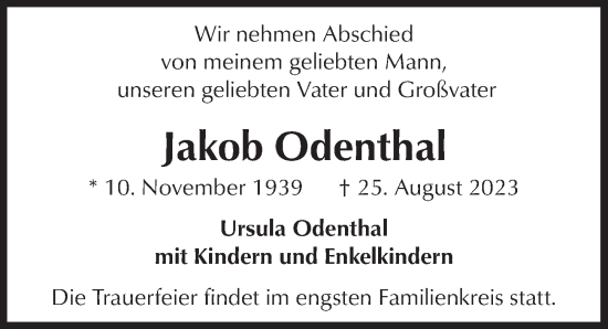 Anzeige von Jakob Odenthal von  Werbepost 