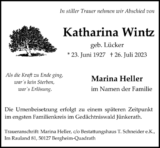Anzeige von Katharina Wintz von  Werbepost 