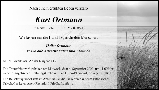 Anzeige von Kurt Ortmann von Kölner Stadt-Anzeiger / Kölnische Rundschau / Express