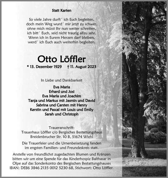 Anzeige von Otto Löffler von Kölner Stadt-Anzeiger / Kölnische Rundschau / Express