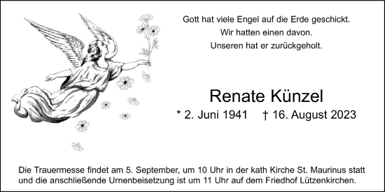 Anzeige von Renate Künzel von  Lokale Informationen 
