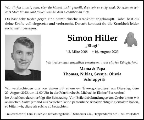 Anzeige von Simon Hiller von  Werbepost 