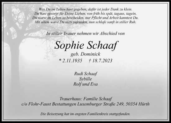 Anzeige von Sophie Schaaf von  Werbepost 