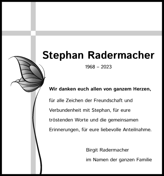 Anzeige von Stephan Radermacher von Kölner Stadt-Anzeiger / Kölnische Rundschau / Express