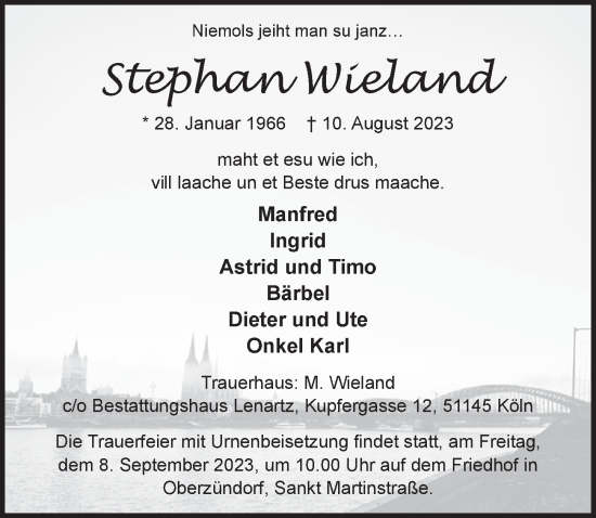 Anzeige von Stephan Wieland von  EXPRESS - Die Woche 