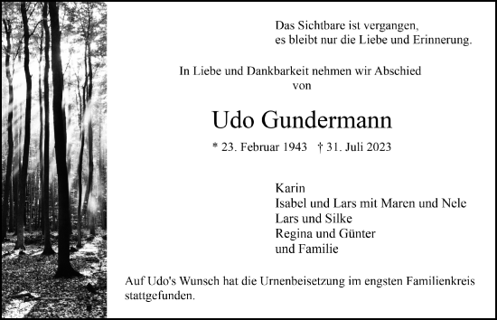 Anzeige von Udo Gundermann von  Blickpunkt Euskirchen 