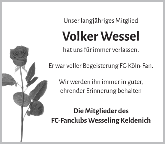Anzeige von Volker Wessel von  Schlossbote/Werbekurier 