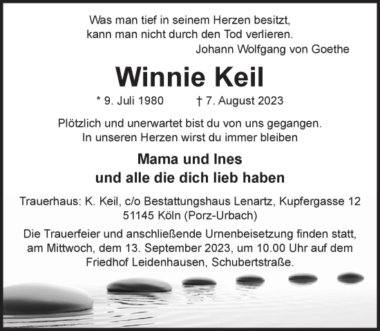 Anzeige von Winnie Keil von  EXPRESS - Die Woche 