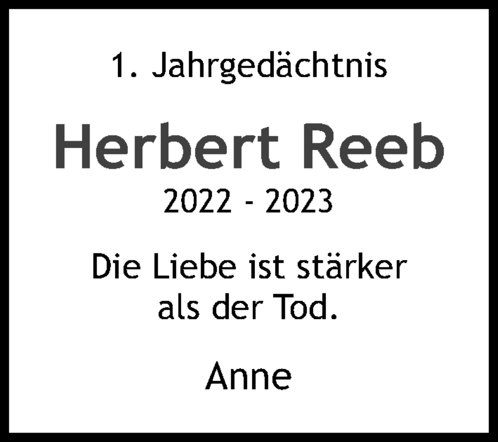  Traueranzeige für Herbert Reeb vom 18.07.2023 aus Kölner Stadt-Anzeiger / Kölnische Rundschau / Express
