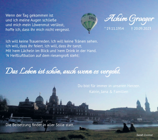 Anzeige von Achim Groeger von Kölner Stadt-Anzeiger / Kölnische Rundschau / Express