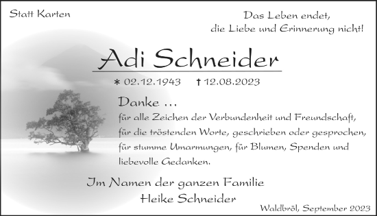 Anzeige von Adi Schneider von  Lokalanzeiger 