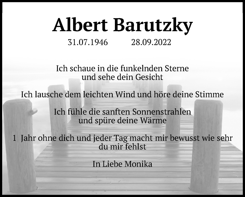  Traueranzeige für Albert Barutzky vom 18.07.2023 aus Kölner Stadt-Anzeiger / Kölnische Rundschau / Express