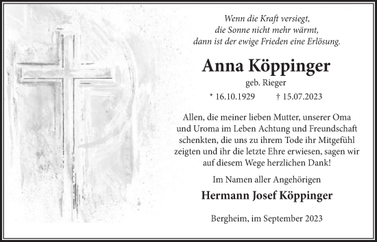 Anzeige von Anna Köppinger von  Werbepost 