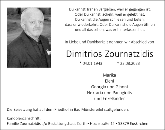 Anzeige von Dimitrios Zournatzidis von  Blickpunkt Euskirchen 