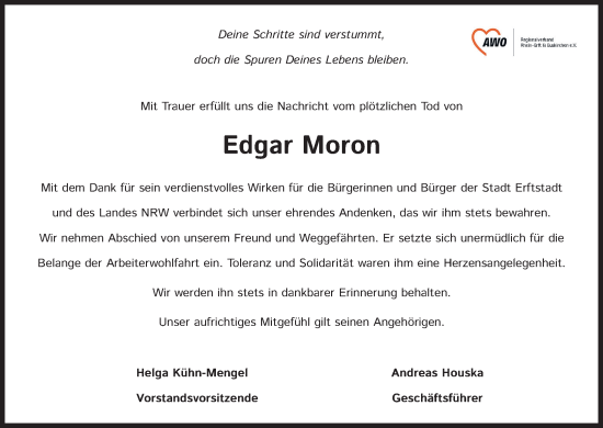 Anzeige von Edgar Moron von Kölner Stadt-Anzeiger / Kölnische Rundschau / Express