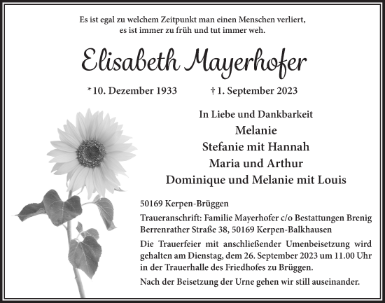 Anzeige von Elisabeth Mayerhofer von  Werbepost 