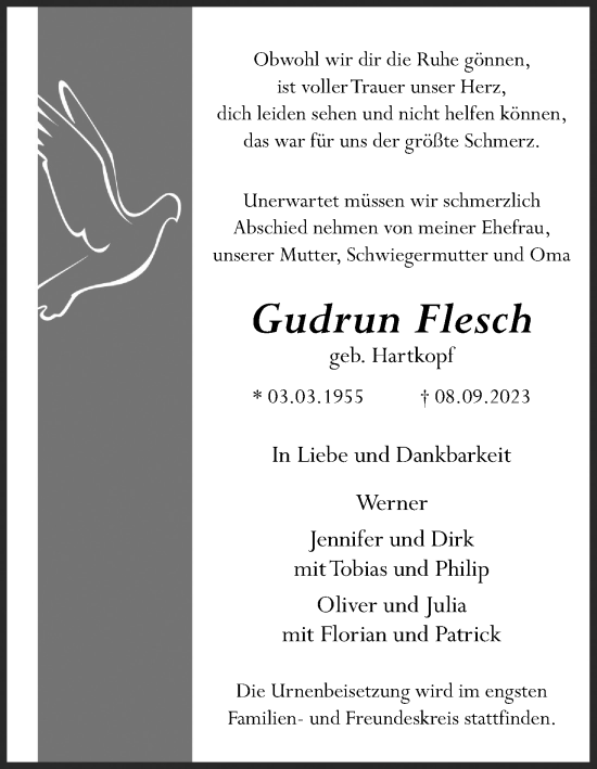 Anzeige von Gudrun Flesch von Kölner Stadt-Anzeiger / Kölnische Rundschau / Express