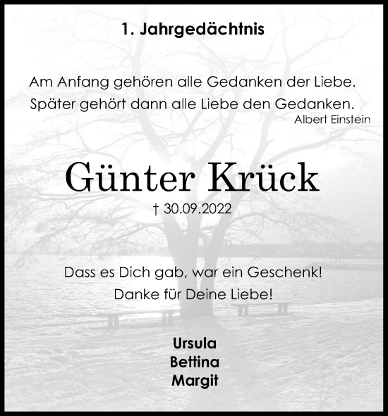 Anzeige von Günter Krück von Kölner Stadt-Anzeiger / Kölnische Rundschau / Express