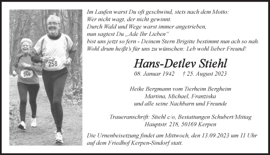 Anzeige von Hans-Detlev Stiehl von  Werbepost 