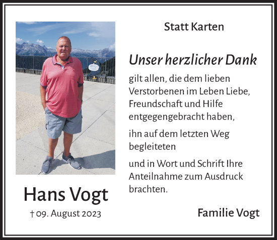 Anzeige von Hans Vogt von  Bergisches Handelsblatt 