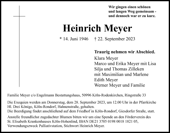 Anzeige von Heinrich Meyer von Kölner Stadt-Anzeiger / Kölnische Rundschau / Express
