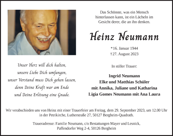 Anzeige von Heinz Neumann von  Werbepost 