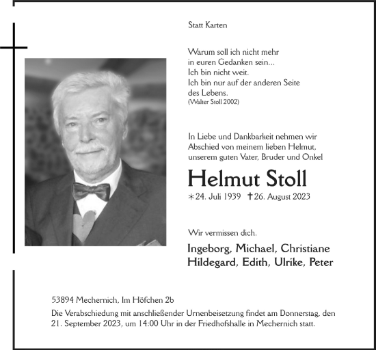 Anzeige von Helmut Stoll von  Blickpunkt Euskirchen 