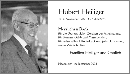 Anzeige von Hubert Heiliger von  Blickpunkt Euskirchen 