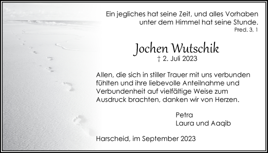 Anzeige von Jochen Wutschik von  Lokalanzeiger 