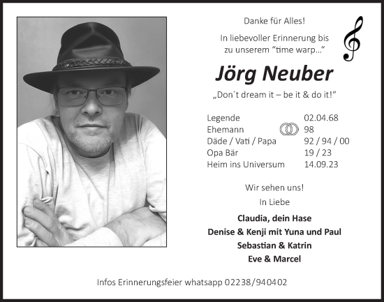 Anzeige von Jörg Neuber von  Werbepost 