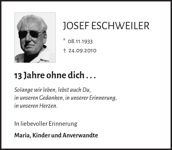 Anzeige von Josef Eschweiler von  Werbepost 