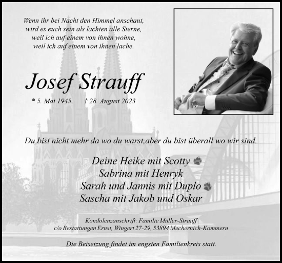 Anzeige von Josef Strauff von  Schlossbote/Werbekurier 