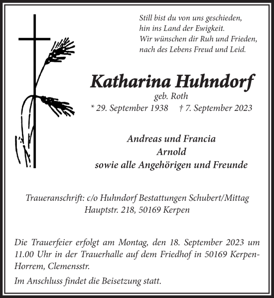 Anzeige von Katharina Huhndorf von  Werbepost 