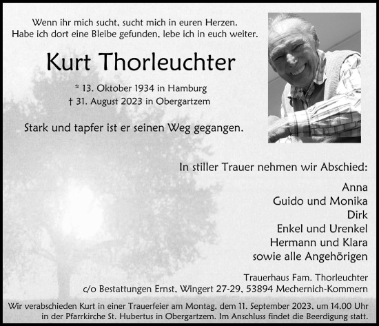 Anzeige von Kurt Thorleuchter von  Blickpunkt Euskirchen 