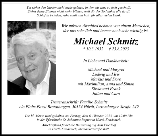 Anzeige von Michael Schmitz von  Wochenende 