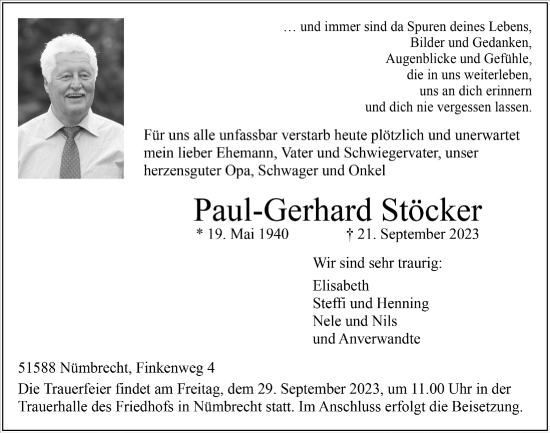 Anzeige von Paul-Gerhard Stöcker von  Lokalanzeiger 