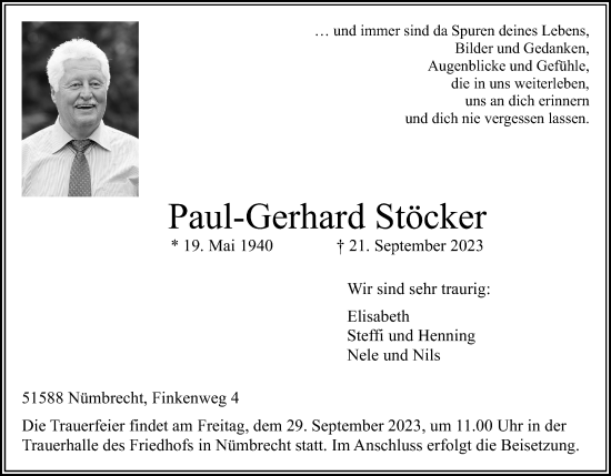 Anzeige von Paul-Gerhard Stöcker von Kölner Stadt-Anzeiger / Kölnische Rundschau / Express