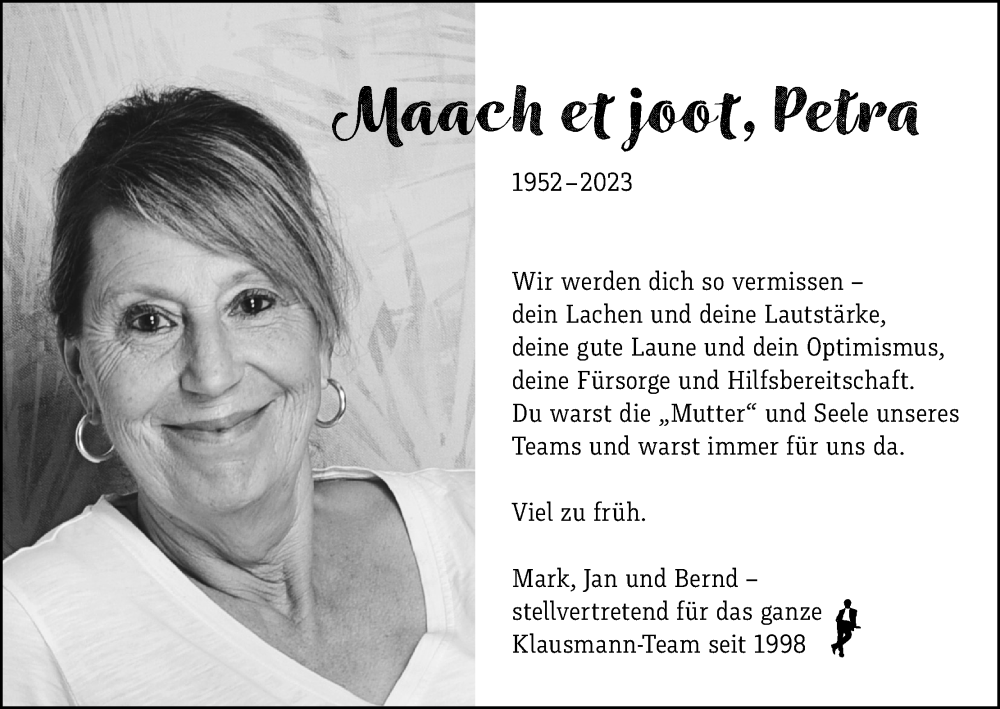  Traueranzeige für Petra  vom 15.09.2023 aus Kölner Stadt-Anzeiger / Kölnische Rundschau / Express