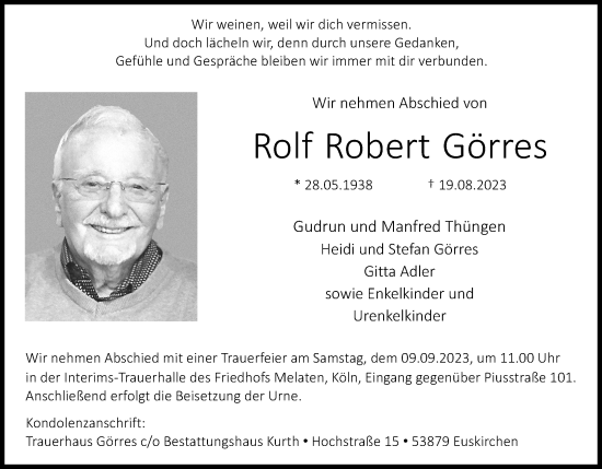 Anzeige von Rolf Robert Görres von Kölner Stadt-Anzeiger / Kölnische Rundschau / Express
