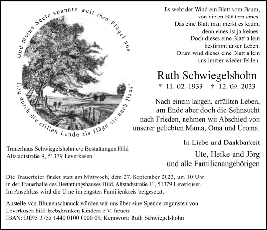 Anzeige von Ruth Schwiegelshohn von  Lokale Informationen 