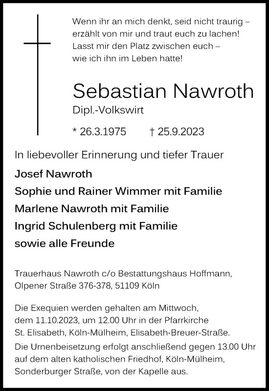 Anzeige von Sebastian Nawroth von Kölner Stadt-Anzeiger / Kölnische Rundschau / Express