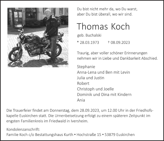 Anzeige von Thomas Koch von  Blickpunkt Euskirchen 