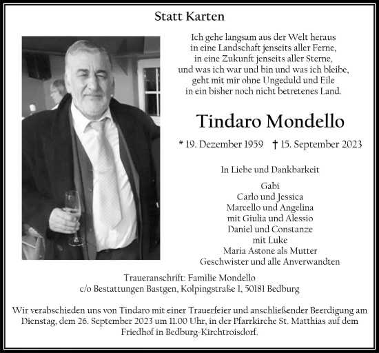 Anzeige von Tindaro Mondello von  Werbepost 